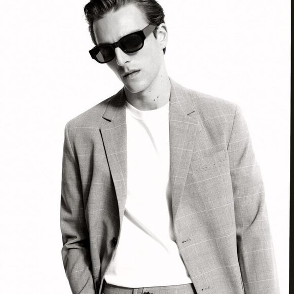 ZARA CHECKED SUIT JACKET BEIGE SIZE 40 | 4259/744/986 - Picture 3 of 11